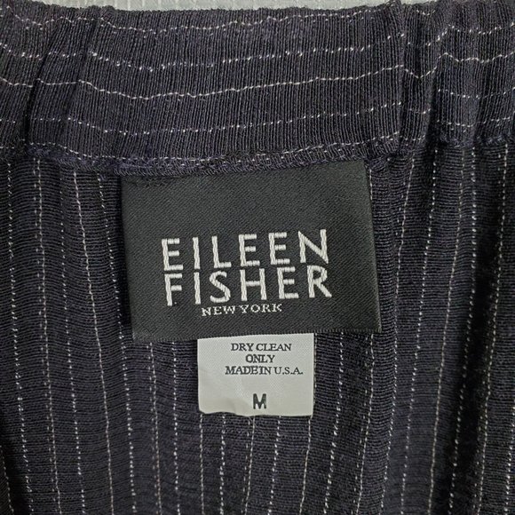 Eileen Fisher Size M Skirt Button Front Woven Wool Rayon Maxi Pinstripe Blue - Picture 7 of 10